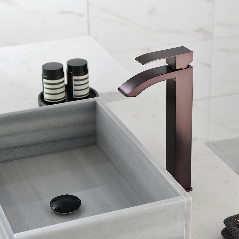 Single Handle Deck Mount Bathroom Faucet - 3"13" - Brown