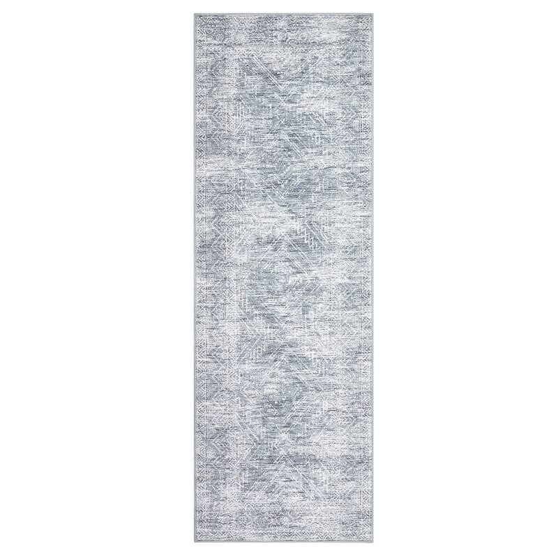 Vintage Geometric Living Room Rug Washable Indoor Bedroom Rugs Non Slip Low Pile Area Rug