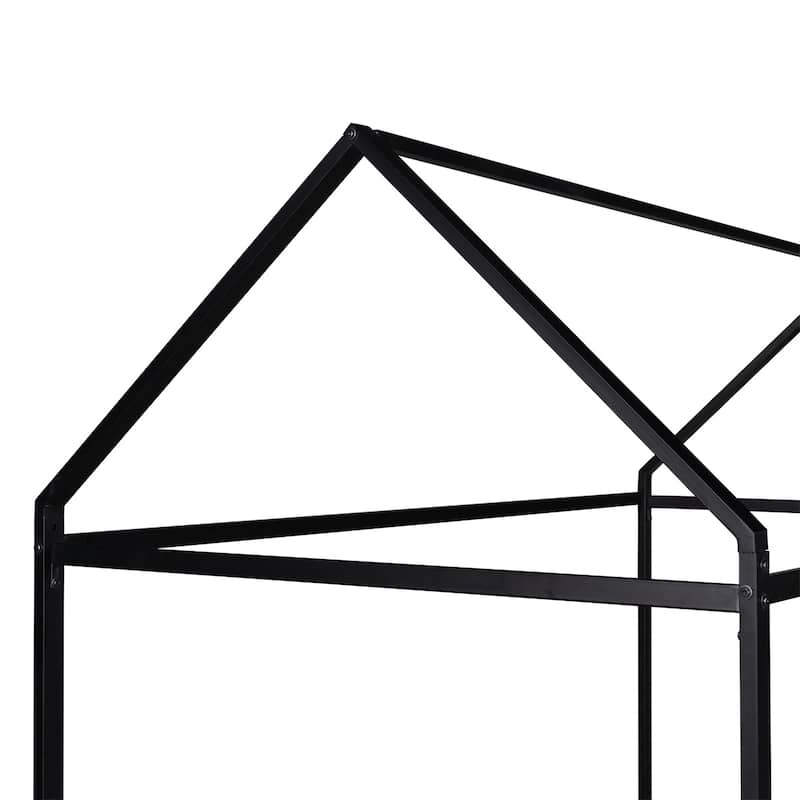 Merax Twin Size Metal House Bed Frame, Floor Bed for Kids