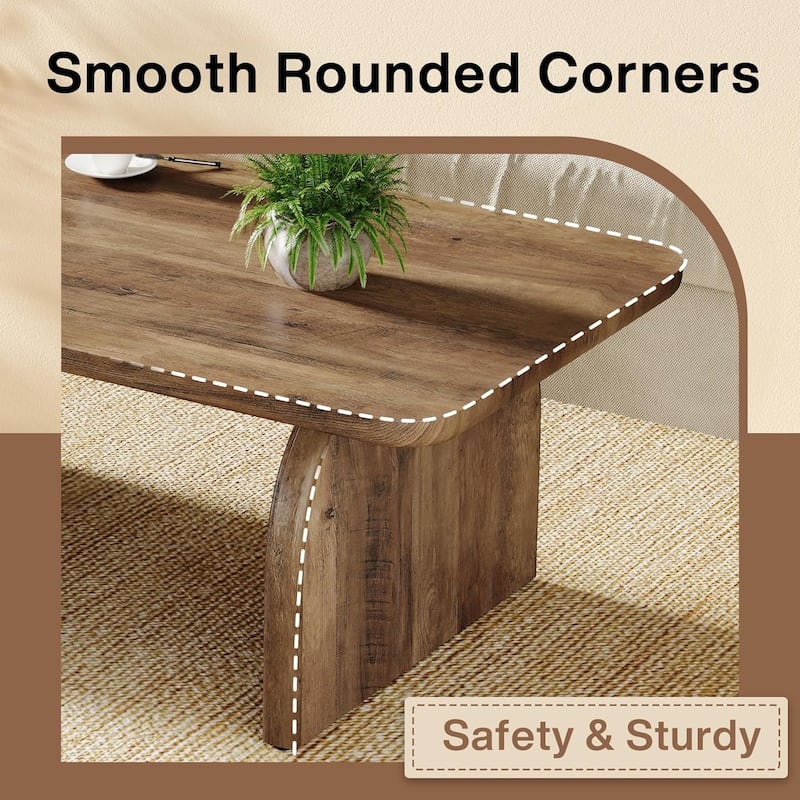 Rectangle Coffee Table, Farmhouse Accent Center Table Low Cocktail Tea Table with Sturdy Base