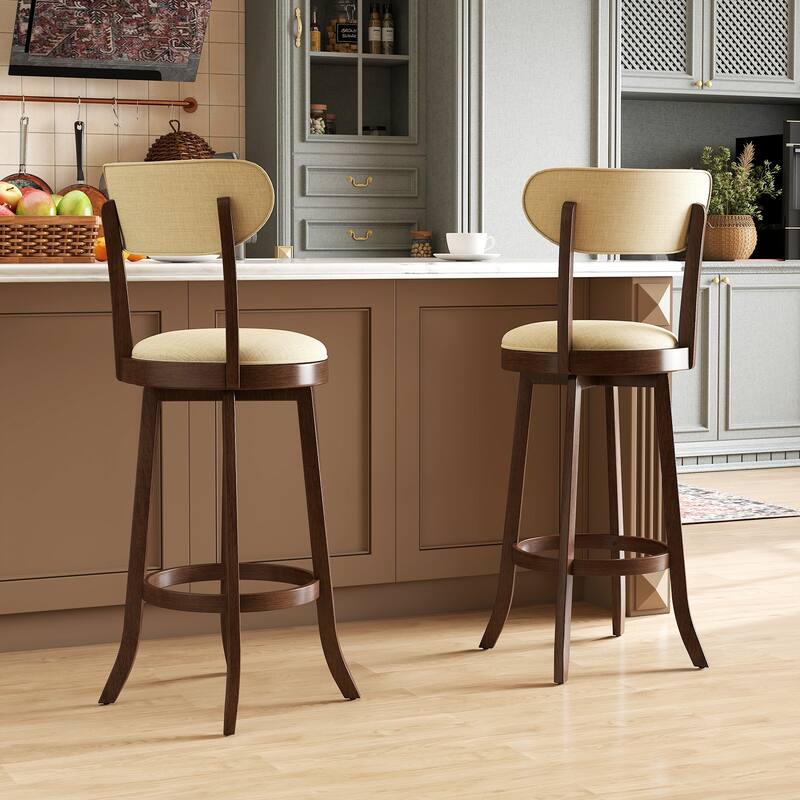 Gymax 30.5'' Bar Height Chairs Set of 2 Swivel High Barstool w/ Padded