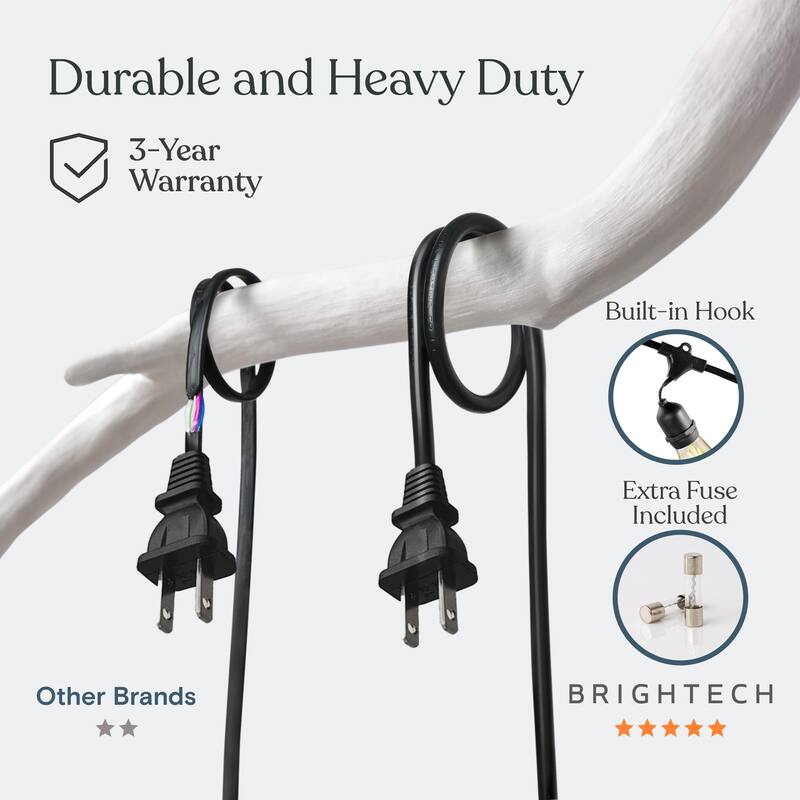 Brightech Ambience Pro 15 Light 48 Ft. Outdoor Plug-in LED S14 Edison Bulb String-Light 2700k Soft White