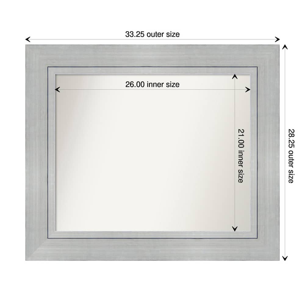 Romano Silver Framed Non-Beveled Custom Wall Mirror, Bathroom Vanity Mirror