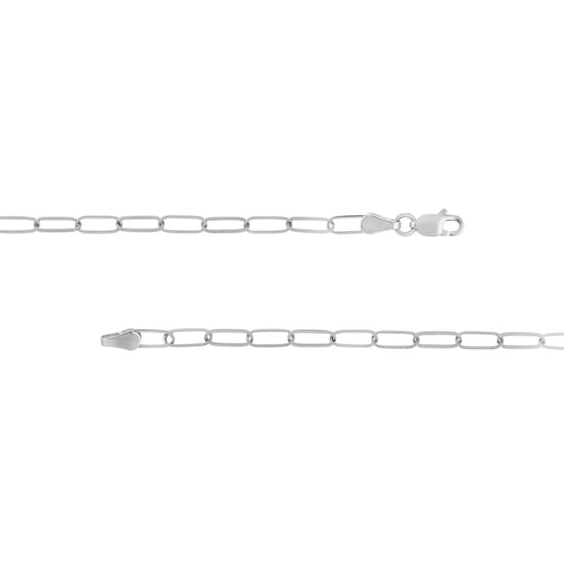 Curata 14k White Gold 3mm Paper Clip Chain Necklace (Lobster)