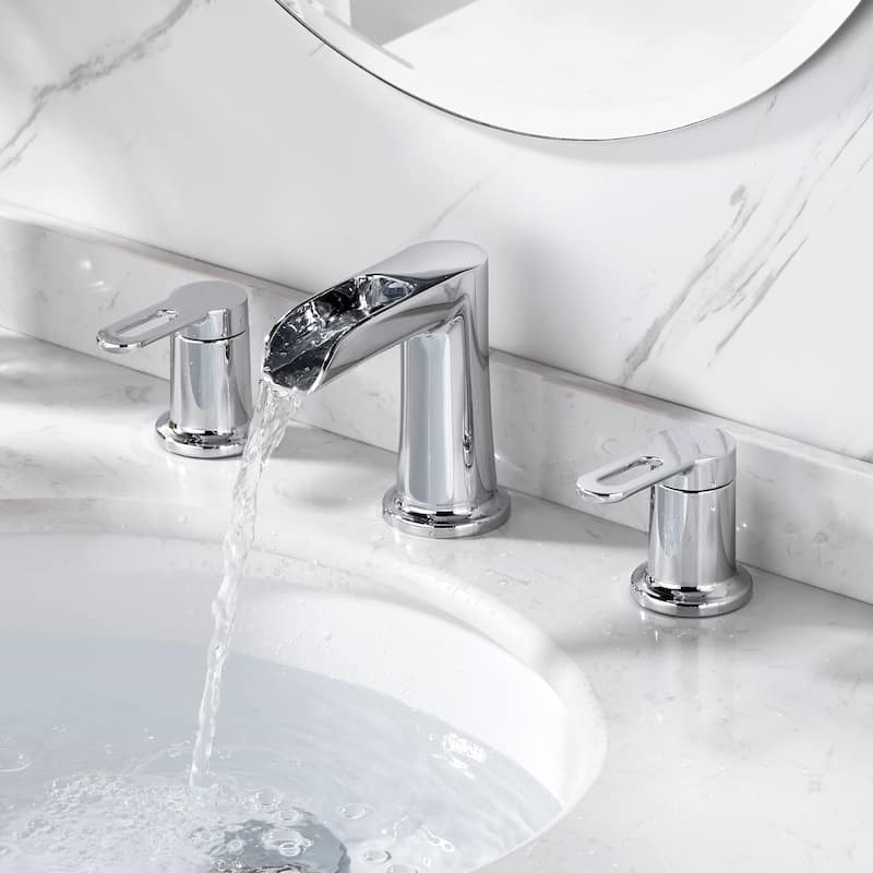 Luxier WSP16-T Waterfall Widespread Bathroom Faucet with Pop-Up Drain