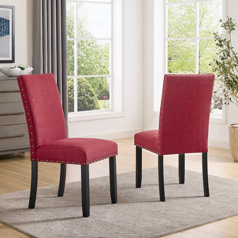Copper Grove Humboldt Nailhead-trim Fabric Dining Chairs (Set of 2) - Red