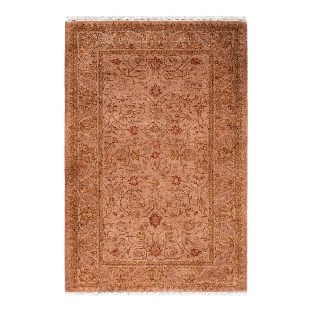 Overton Hand Knotted Wool Vintage Inspired Modern Contemporary Overdyed Pink Area Rug - 2' 9" x 4' 2"