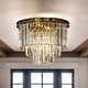 preview thumbnail 5 of 4, 6-Lights Modern 3-Tier Round Fringe Crystal Flush Mount Light
