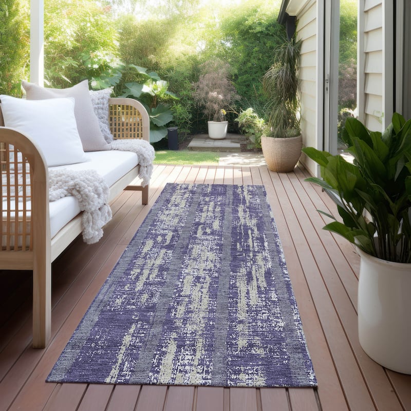 Machine Washable Indoor/ Outdoor Chantille Ombre Stripe Rug - Purple - 2'3" x 7'6"