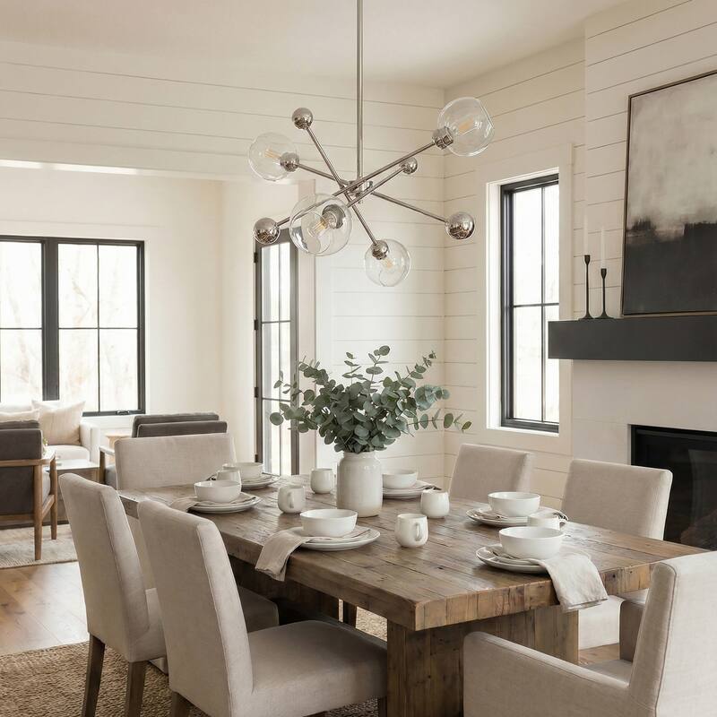 LamQee Sputnik Metal Chandelier with Clear Glass Globe Shades