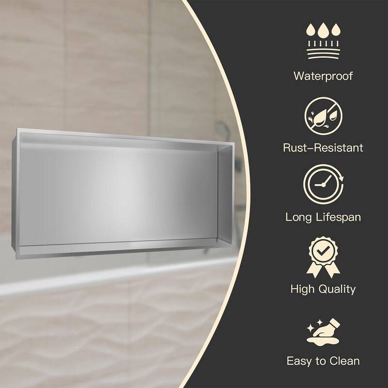 WIZ 24-inch W x 12-inch H x 4-inch D Stainless Steel Shower Niche