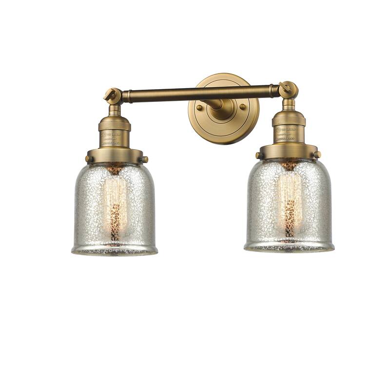 Innovations Lighting Small Bell 2 Light 15" Wide Bathroom Vanity Light - Brushed Brass / Silver Plated Mercury