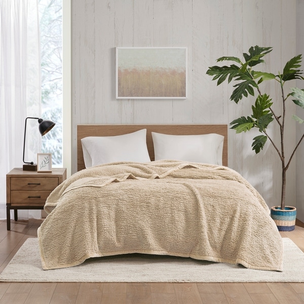 プリンチェ  Fukugen Warmer Free Blanket Woolrich Burlington Berber Cozy Soft Blanket with Velvet binding
