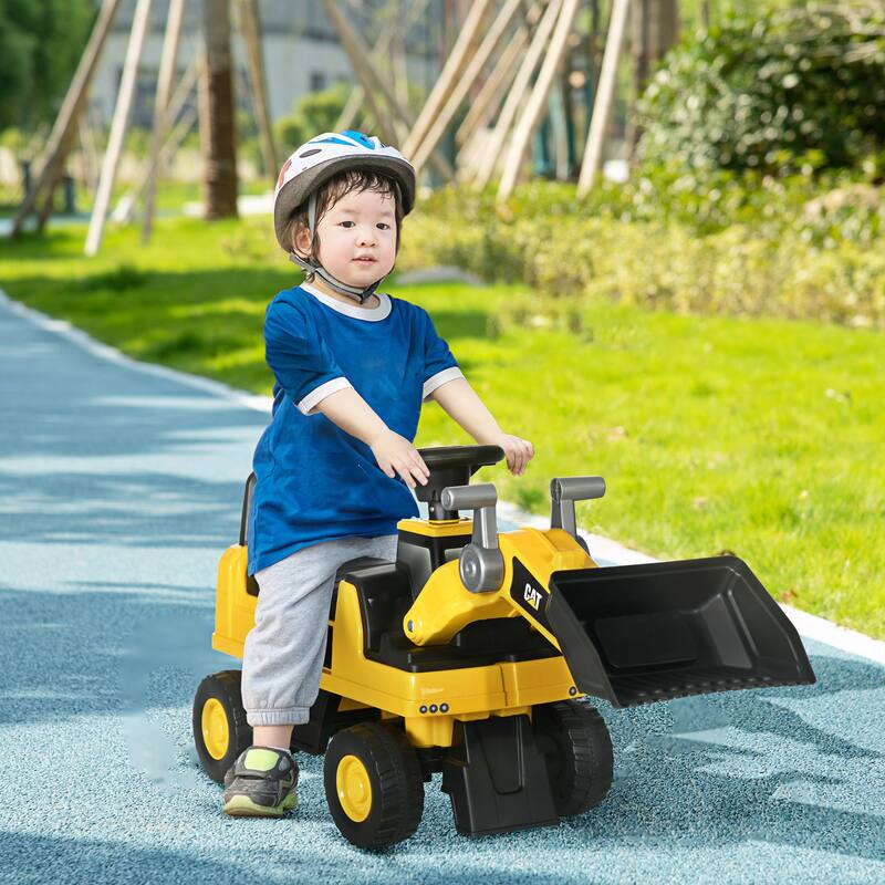 Aosom CAT Licensed Ride-on Excavator for Kids with Manual Shovel, Yellow - Yellow