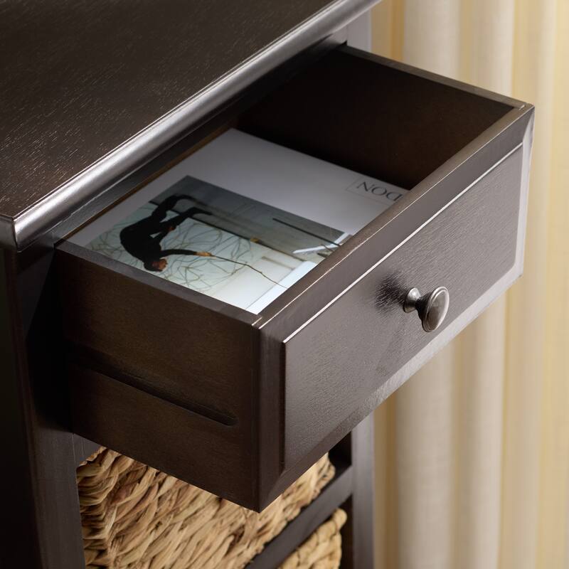 SAFAVIEH Hermine Distressed Black 4-Drawer Storage Side Table - 15" x 11.8" x 35.8" - 15"W x 12"D x 36"H