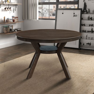 47.24''Round Rubber Wood Dining Table for 4-6 with Wooden Trestle Pedestal Base, Modern Kitchen Wooden Table Dinner Table