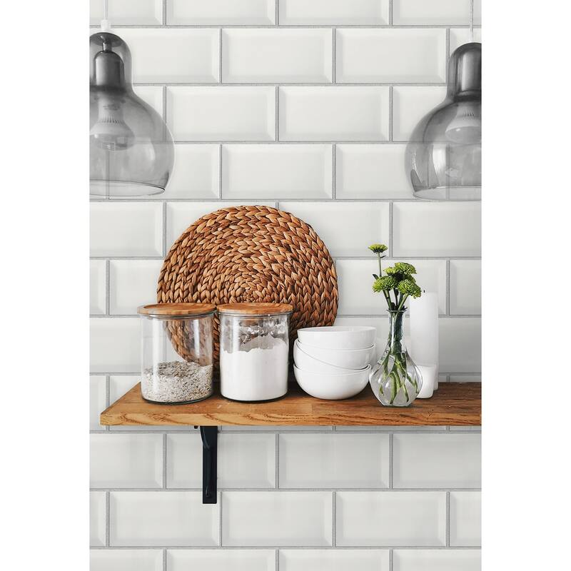 NextWall Large Subway Tile Peel and Stick Wallpaper - 20.5 in. W x 18 ft. L