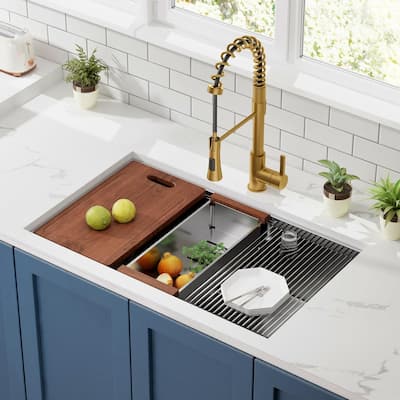Undermount Workstation Sink Stainless Steel Single Bowl