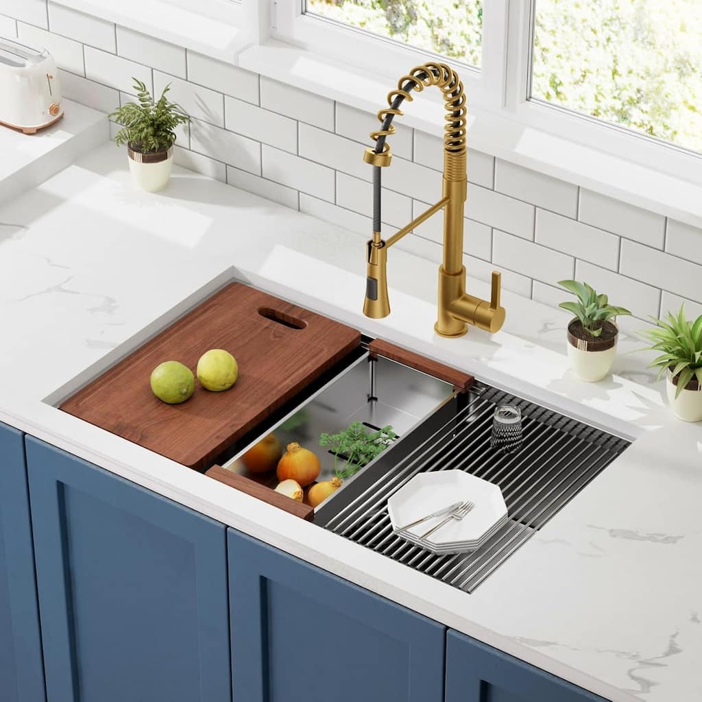 Undermount Workstation Sink Stainless Steel Single Bowl