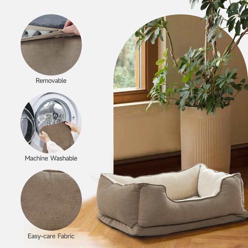 Soft Plush Bolstered Rectangle Dog Bed