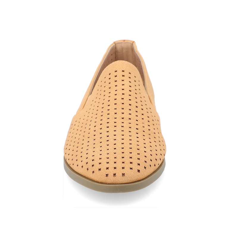 Journee Collection Women's Lucie Slip On Almond Toe Loafer Flats - Wide - Tan - 6.5