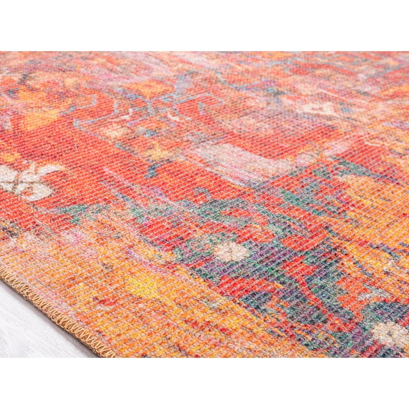 Vera Collection Red Power Loomed Indoor Area Rug