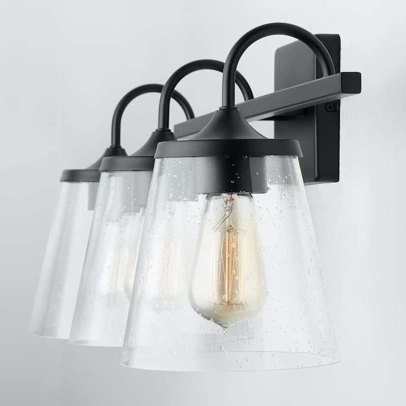 Jayne 3-light Bath/ Vanity Fixture w/ Clear Seeded Glass