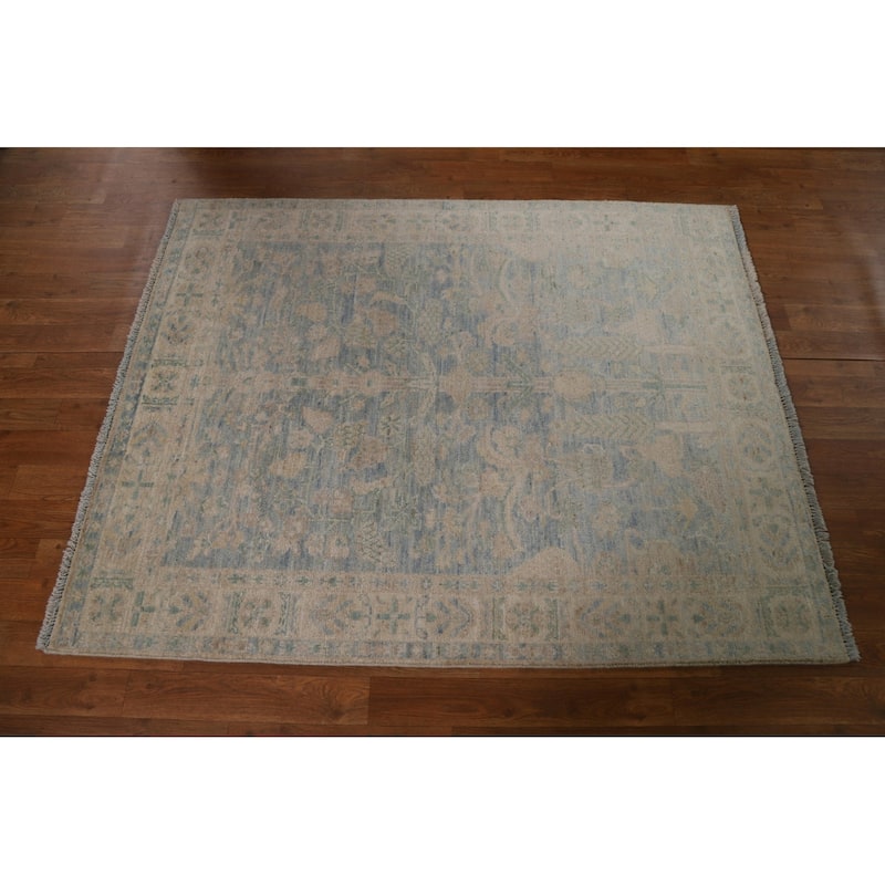 Vegetable Dye Oushak Turkish Oriental Area Rug Handmade Wool Carpet - 3'11" x 4'11"