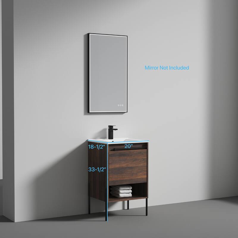 Blossom Turin 20 Inch Freestanding Bathroom Vanity with Ceramic Sink