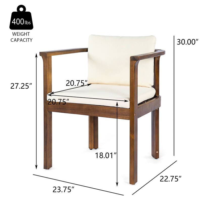 Christopher Knight Home - 5-Piece Outdoor Acacia Wood Dining Set with Curved Arm Chairs & Slat Round Table