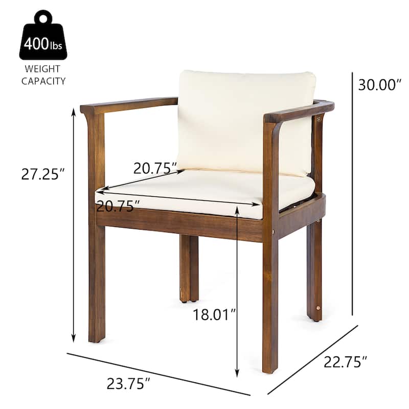 Christopher Knight Home - 7-Piece Outdoor Acacia Wood Dining Set with Curved Arm Chairs & 71" Expandable Dining Table