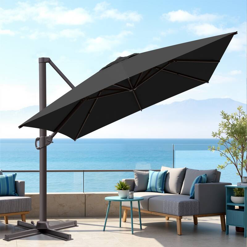 VredHom 10x13FT Patio Cantilever Umbrella Outdoor Offset Umbrella 360-Degree Rotation