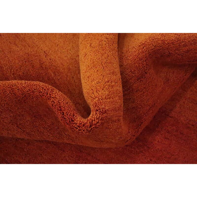 Hand Knotted Oriental 100% Wool Carpet Modern Stripe Oranges & Rust Gabbeh Area Rug - 7' 11'' X 5' 8''