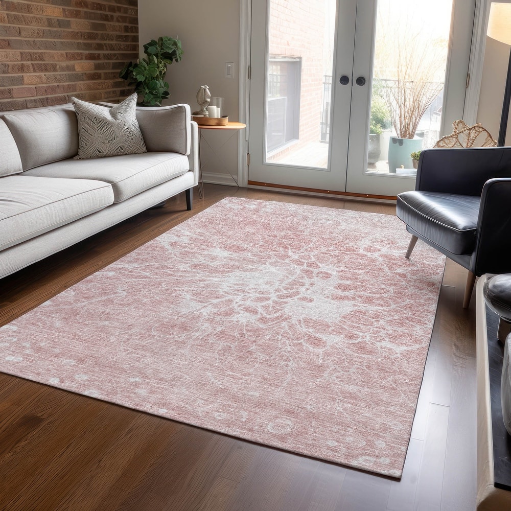 Machine Washable Indoor/ Outdoor Chantille Modern Vintage Floral Rug