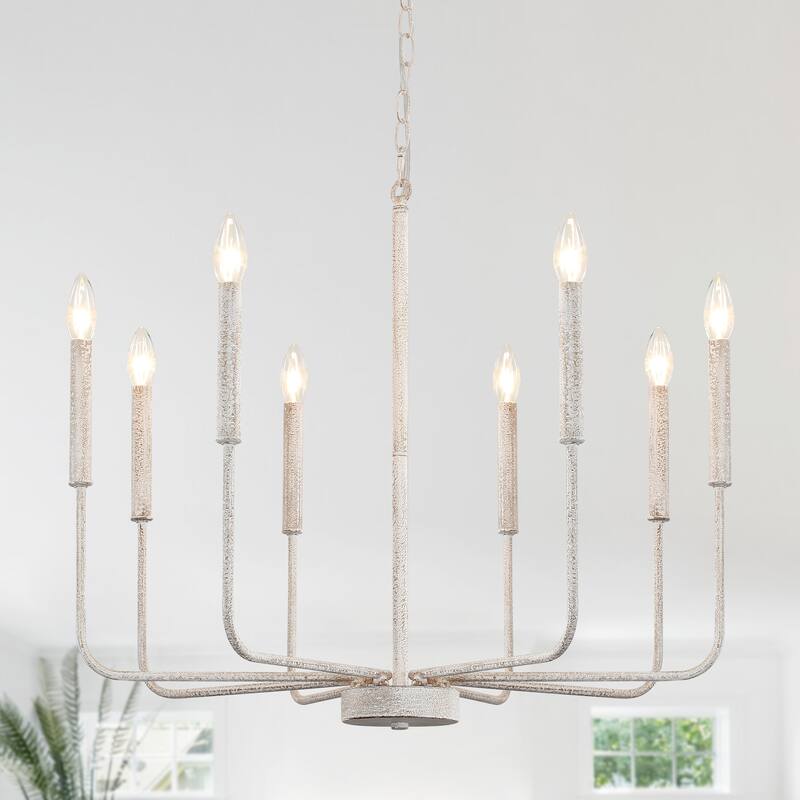 8-Light Modern Farmhouse Candle Chandelier for Kitchen Island Living Dining Room Bedroom