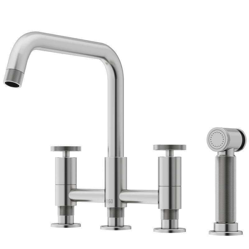 Vigo VG02051 Cass 1.8 GPM 12" H Double Handle Widespread Bridge