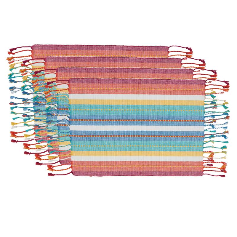 Striped Design Dobby Placemats (Set of 4)