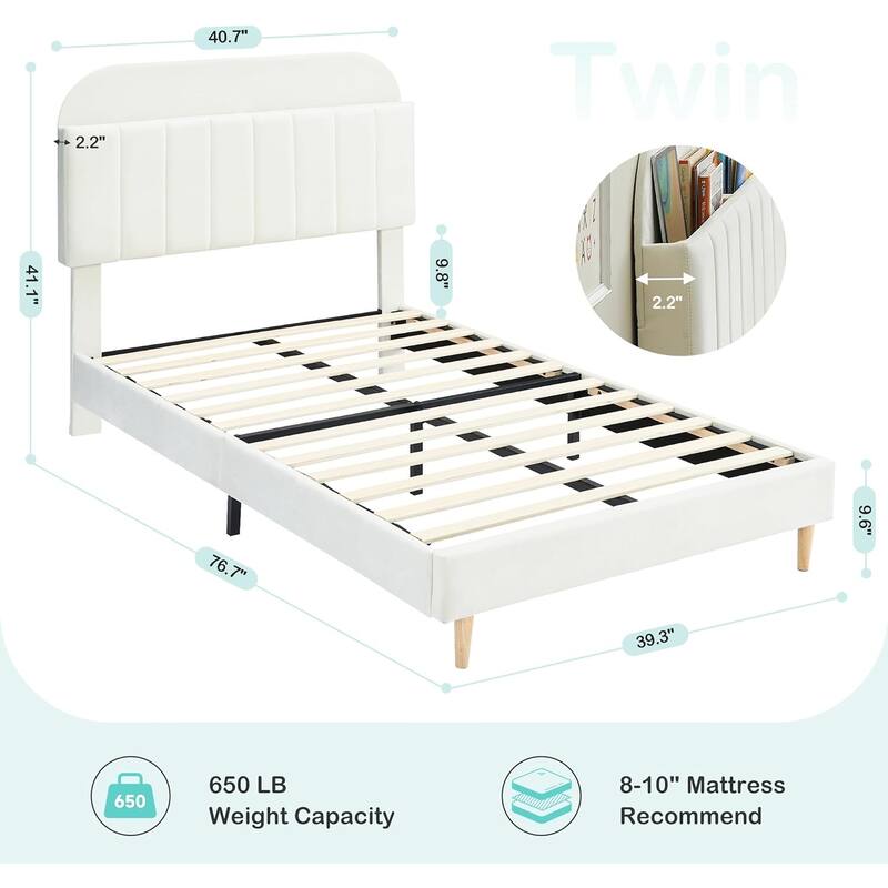 Twin Bed Frames With Velvet Platform Bed Mattress Foundation