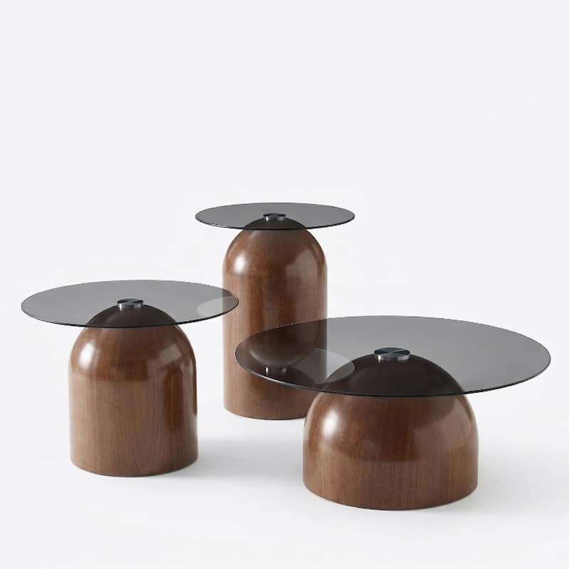 Nesting Coffee Table Set of 3,Glass Desktop for Living Room,Space Saving Circle Center Table for Saving Space,for Living Room