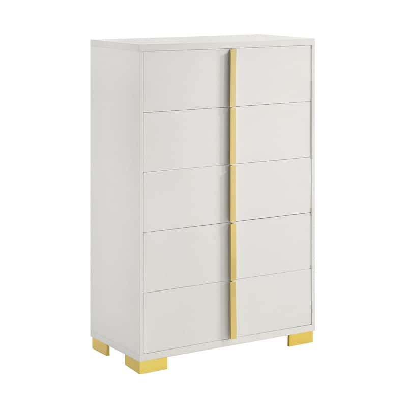 Medici 5-drawer Chest with Vertical Gold