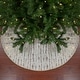 preview thumbnail 1 of 2, 48" Cream and Gold Wood Grain Pattern and Faux Fur Christmas Tree Skirt - 48