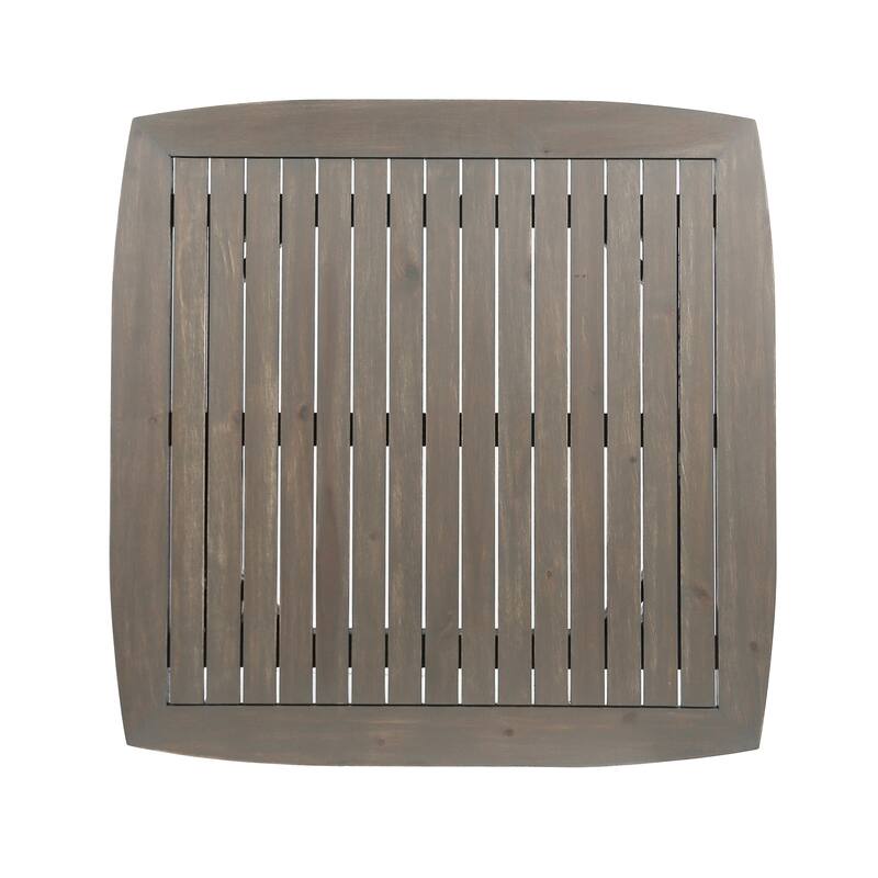 Lexy Outdoor Dining Chair, Square 36 Inch, Gray Acacia Wood, Tapered Legs