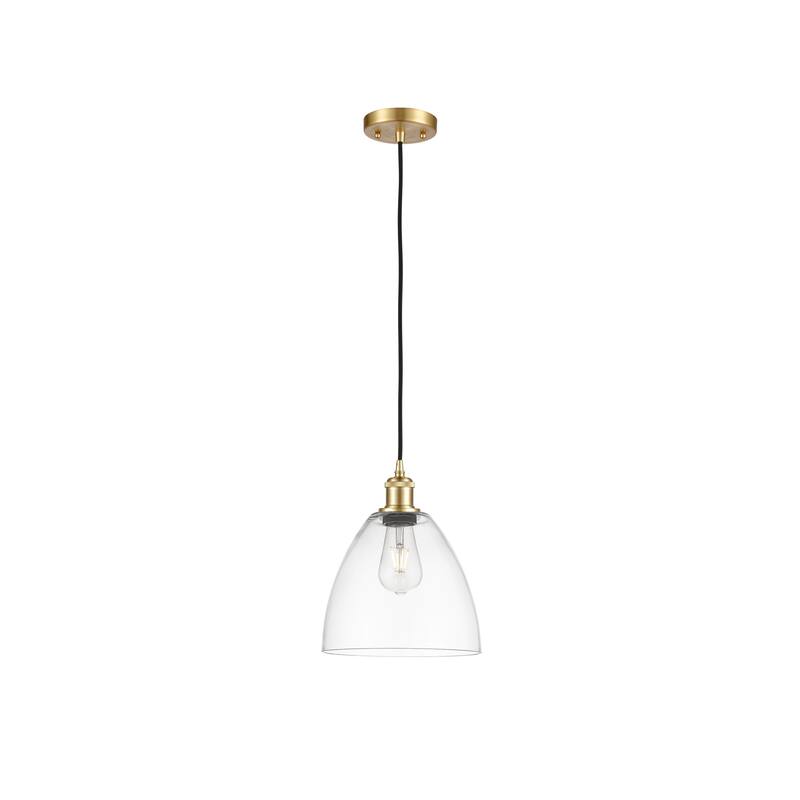 Innovations Lighting Ballston Bristol Glass 1 Light 9" Cord Hung Mini Pendant - Clear/Satin Gold