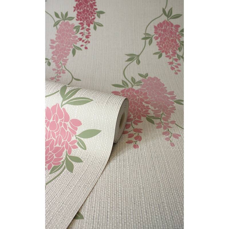 Fine Decor Aisla Pink Wisteria Wallpaper