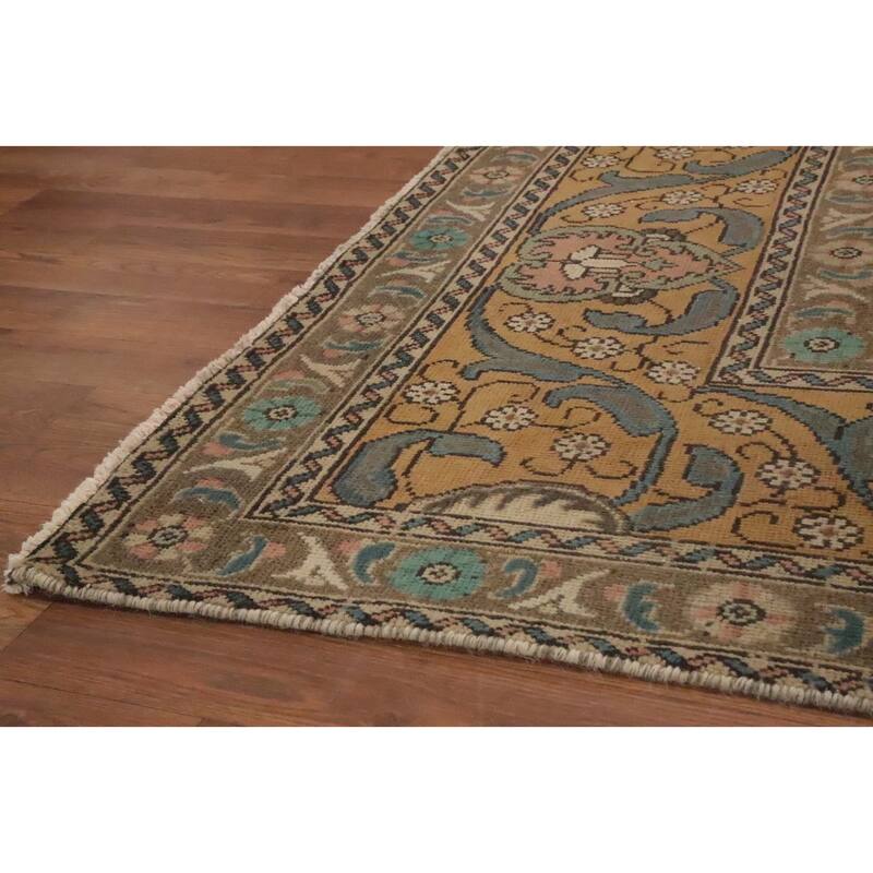 Hand Knotted Oriental 100% Wool Carpet Traditional Floral Brown Tabriz Area Rug - 12' 9'' X 9' 6''