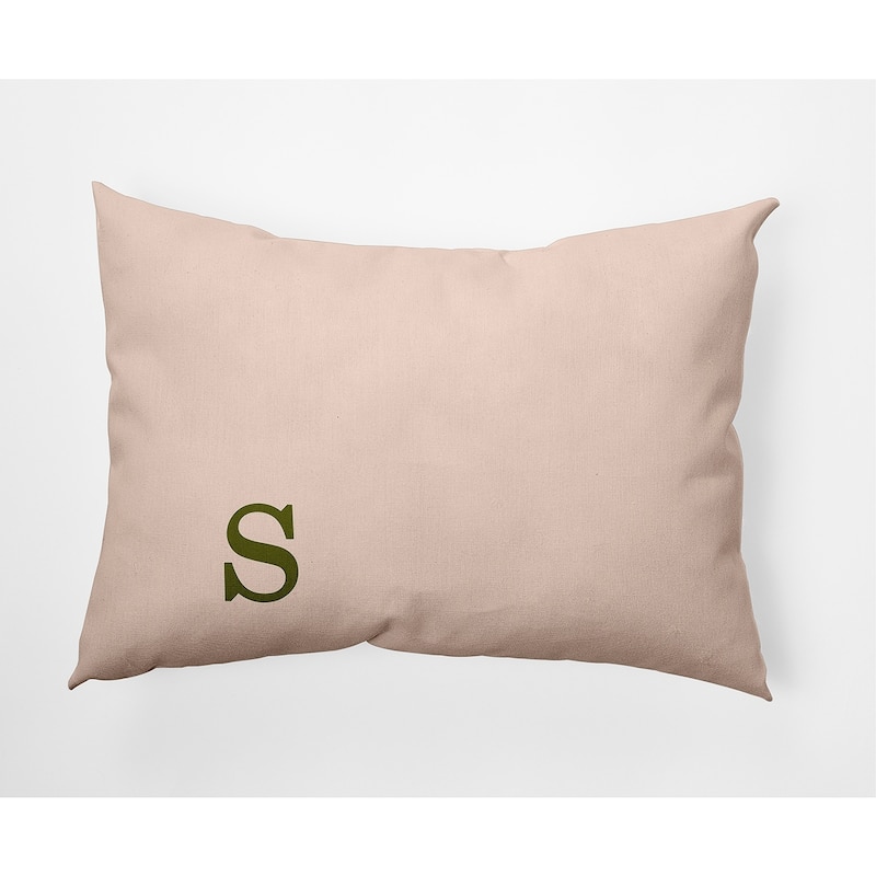 Modern Monogram Indoor/Outdoor Throw Pillow-S - 14" x 20" - Olive