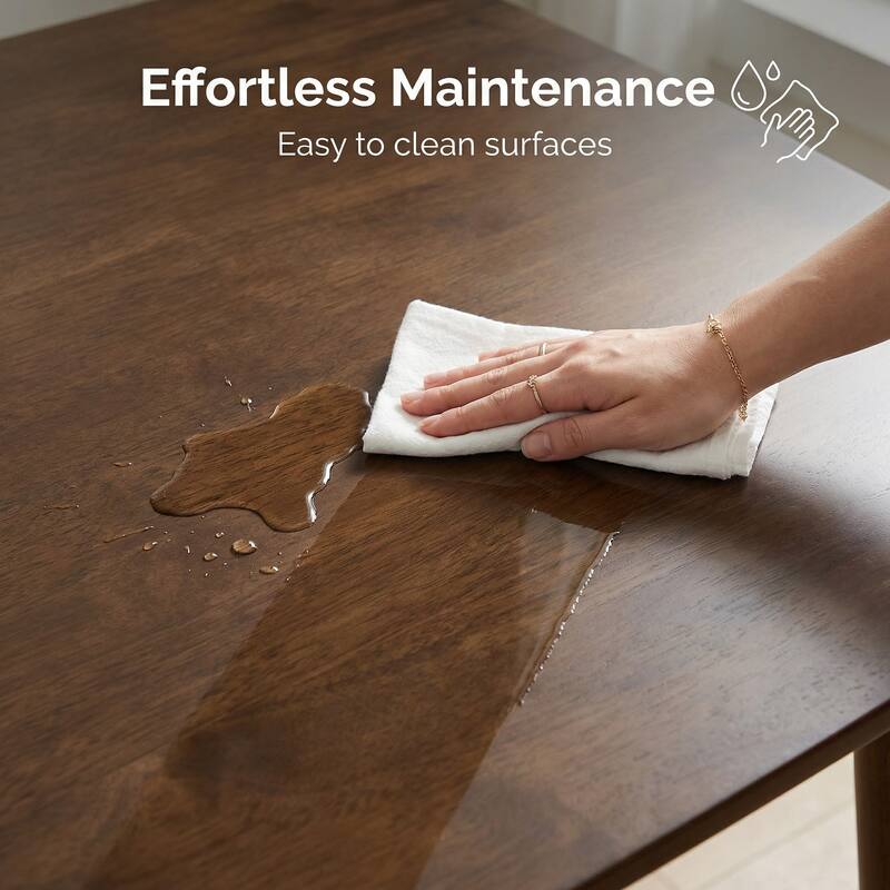 Anmytek Mid Century Modern Solid Wood 47 Inch Rectangular Dining Table with Rounded Corners Walnut Finish