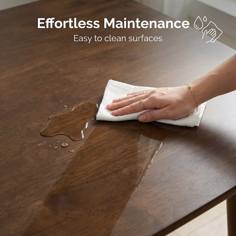 Solid Wood Dining Table, 47"Rectangular Dining Table, Mid Century Modern Kitchen Table with Rounded Corners, Easy to Assemble