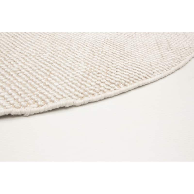 ECARPETGALLERY Braid weave Sienna White Wool Rug - 5'10 x 5'10