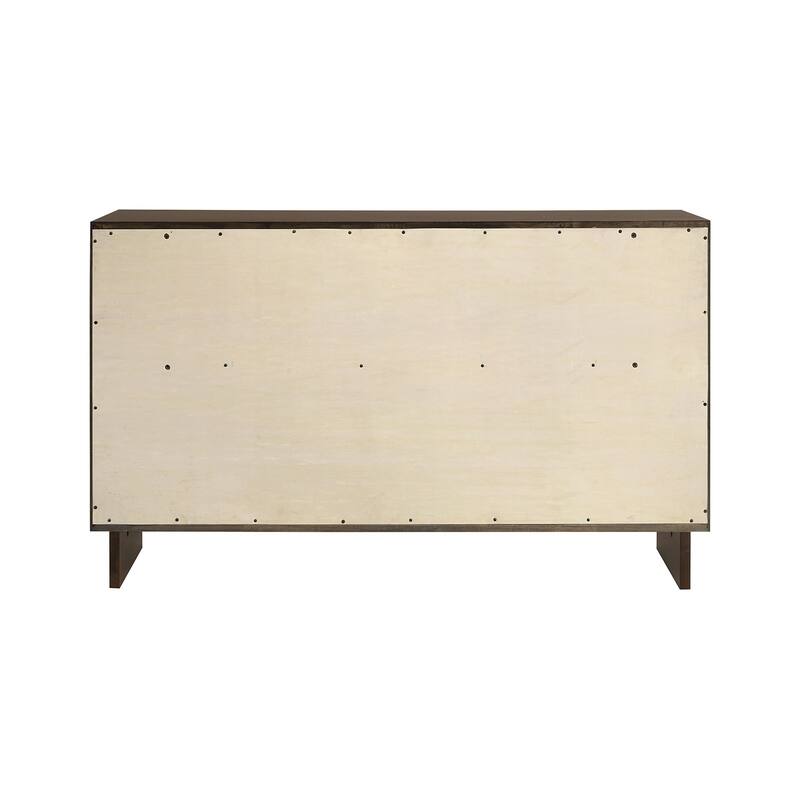 6 Drawers Wooden Dresser with Wide Legs in Warm Brown